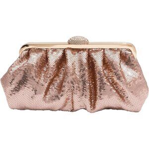 🆕Women's Champagne Solid Color Fish Scale Sequins Pleated Clutch Bag